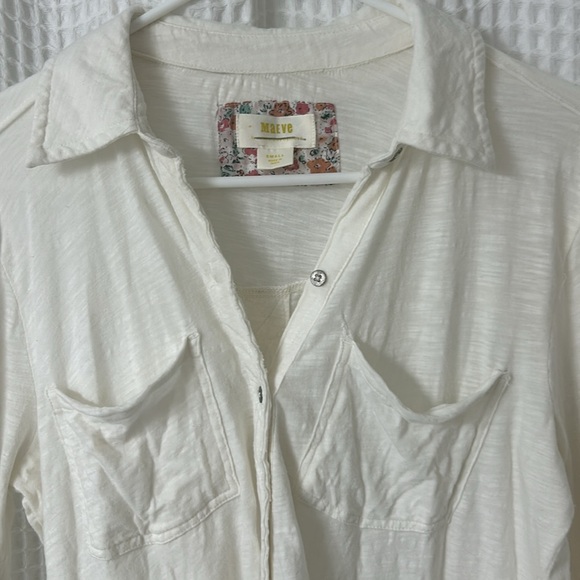 Maeve By Anthropologie Button Down White Pocket Cotton Shirt Women's Size Small - Picture 3 of 7
